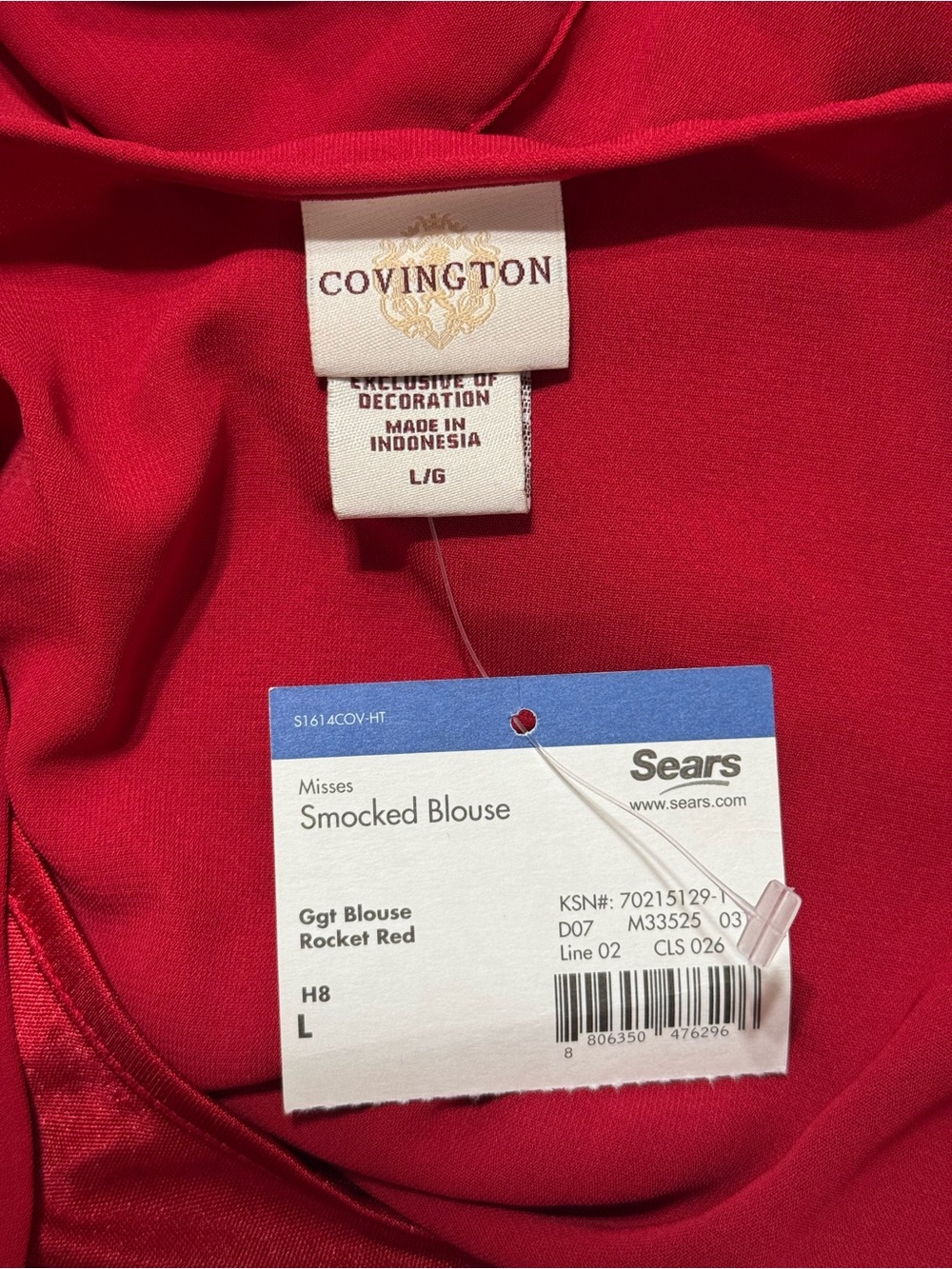Red Smocked Blouse - Picture 3 of 4